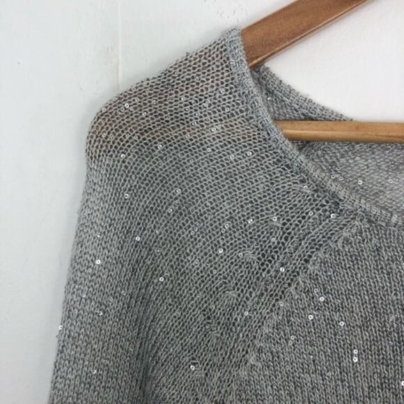 Joie Gray Silver Sequin Pullover Sweater Alpaca wool Blend - Picture 3 of 12
